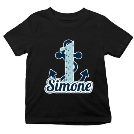 T-shirt bambino personalizzata con nome festa a tema ancora Compleanno