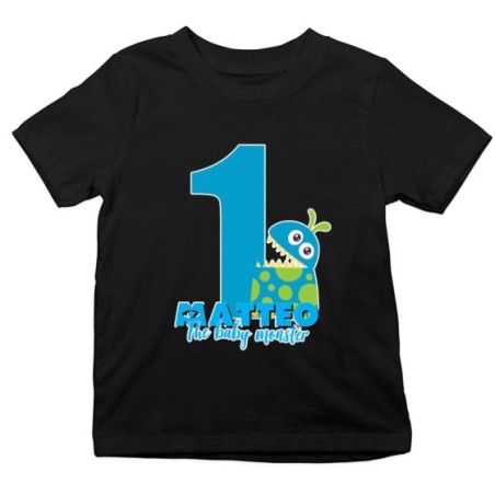 T-shirt bambino personalizzata con nome festa a tema monster e co Compleanno
