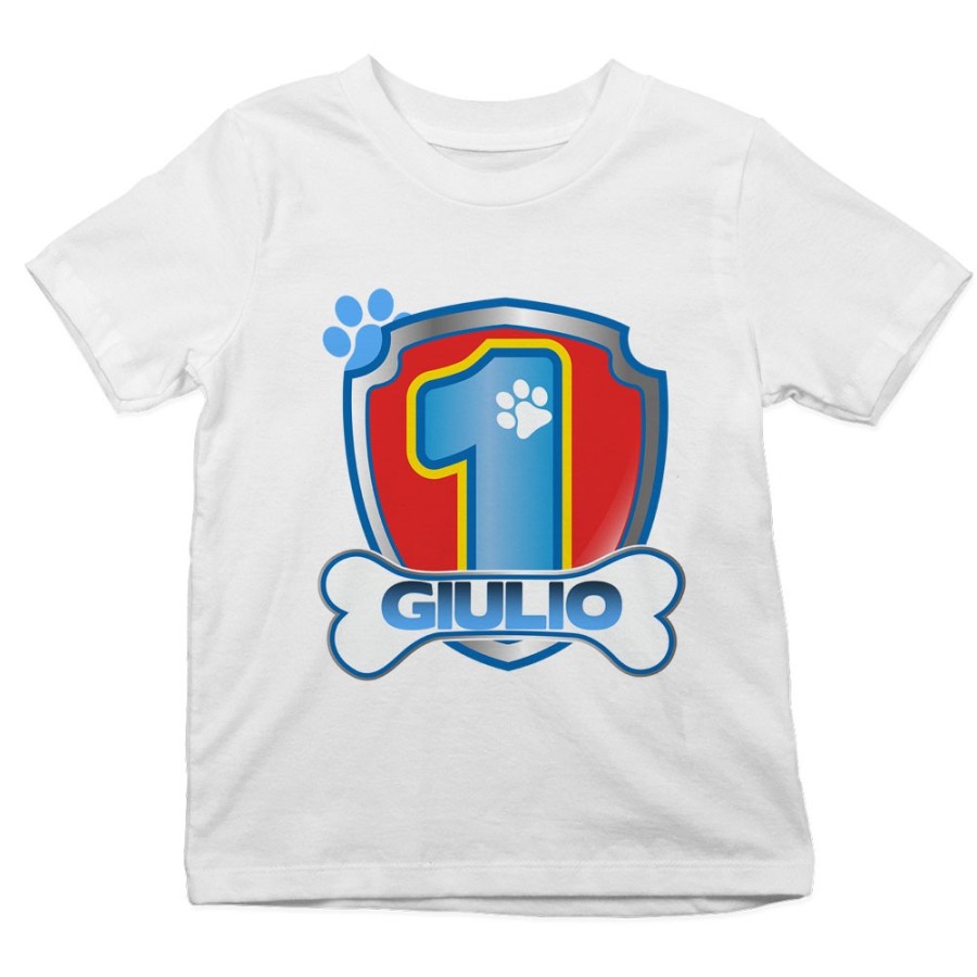 T-shirt bambino personalizzata con nome festa a tema paw patrol Compleanno