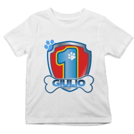 T-shirt bambino personalizzata con nome festa a tema paw patrol Compleanno