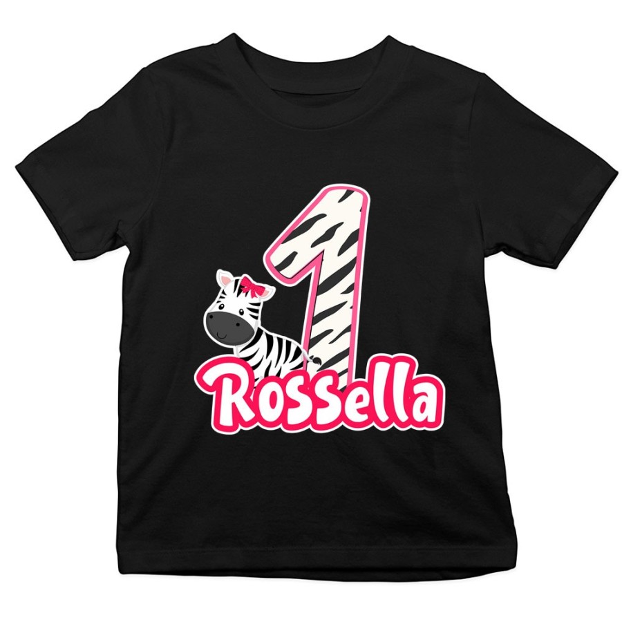 T-shirt bambino personalizzata con nome festa a tema zebra Compleanno