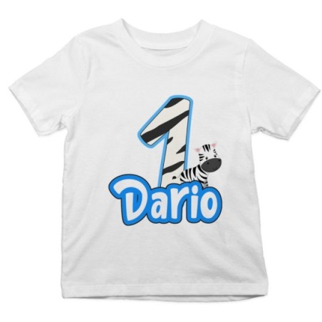 T-shirt bambino personalizzata con nome festa a tema zebra Compleanno