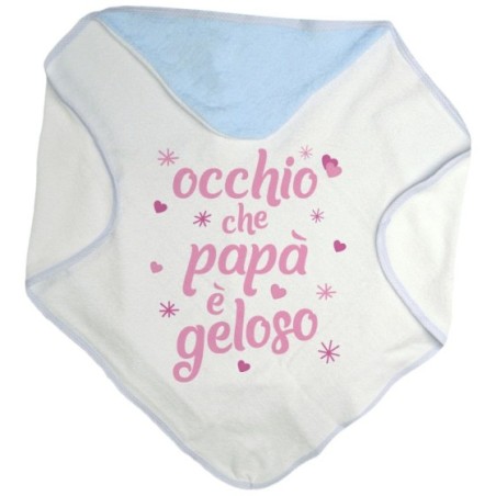 Accappatoio neonato occhio che papà è geloso con cuori e stelle Per il papà