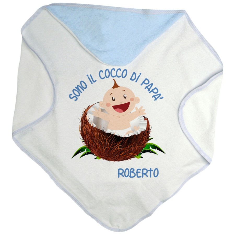 Accappatoio neonato personalizzato con nome sono il cocco di papà Per il papà