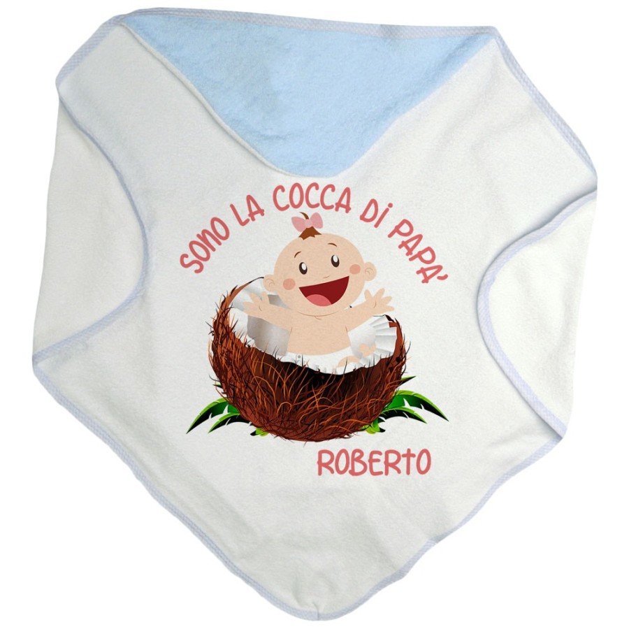 Accappatoio neonato personalizzato con nome sono il cocco di papà Per il papà
