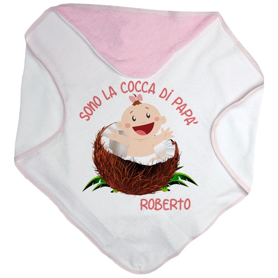 Accappatoio neonato personalizzato con nome sono il cocco di papà Per il papà