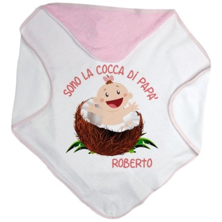 Accappatoio neonato personalizzato con nome sono il cocco di papà Per il papà