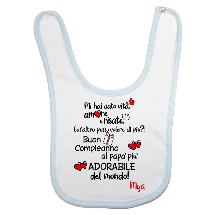 Bavaglino neonato personalizzato con nome buon compleanno al papà più adorabile del mondo Per il papà