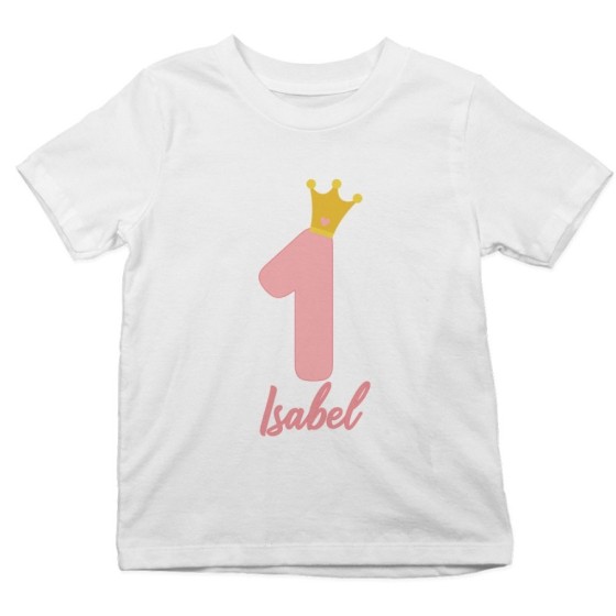 T-shirt bambino personalizzata con nome festa a tema pricipessa Compleanno