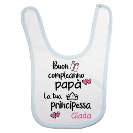 Bavaglino neonato personalizzato con nome buon compleanno...