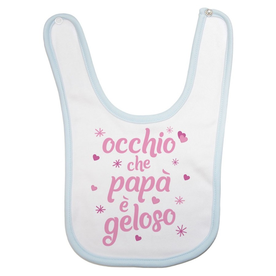 Bavaglino neonato occhio che papà è geloso con cuori e stelle Per il papà
