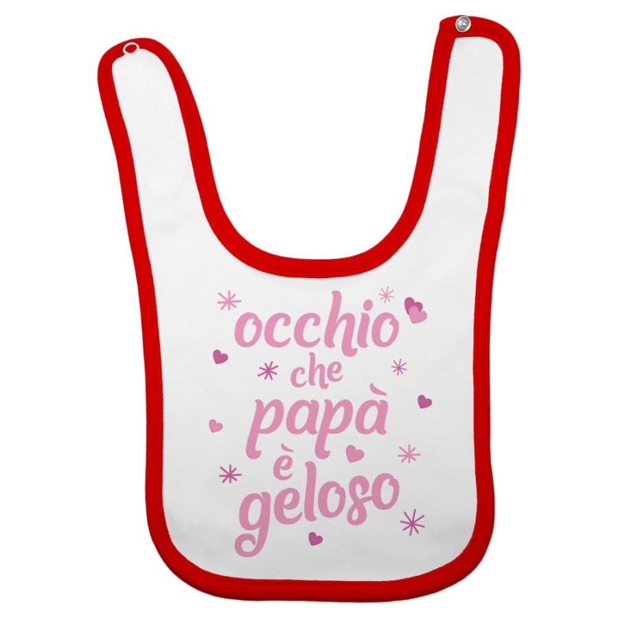 Bavaglino neonato occhio che papà è geloso con cuori e stelle Per il papà