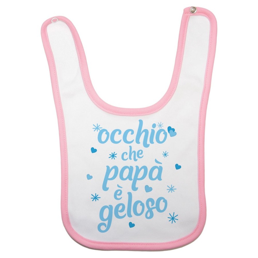 Bavaglino neonato occhio che papà è geloso con cuori e stelle Per il papà