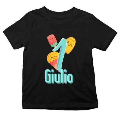 T-shirt bambino personalizzata con nome festa a tema gelato