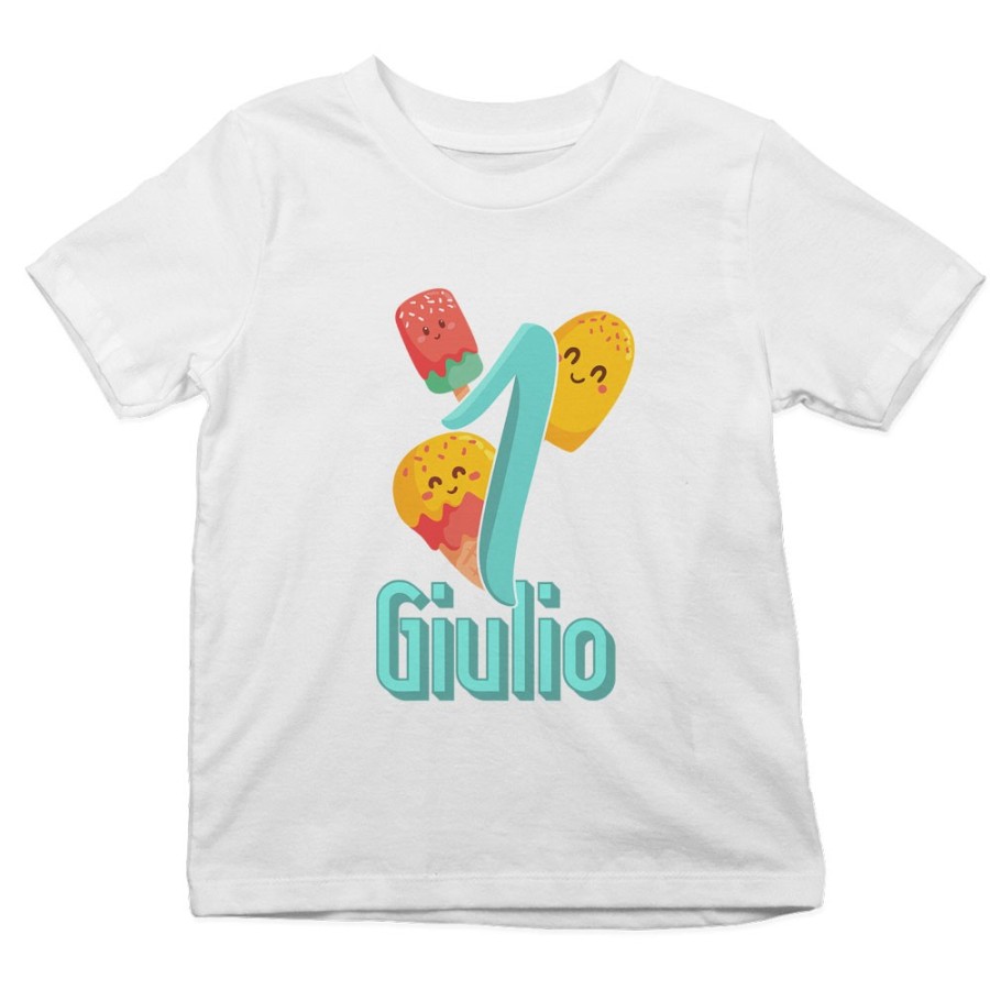 T-shirt bambino personalizzata con nome festa a tema gelato Compleanno