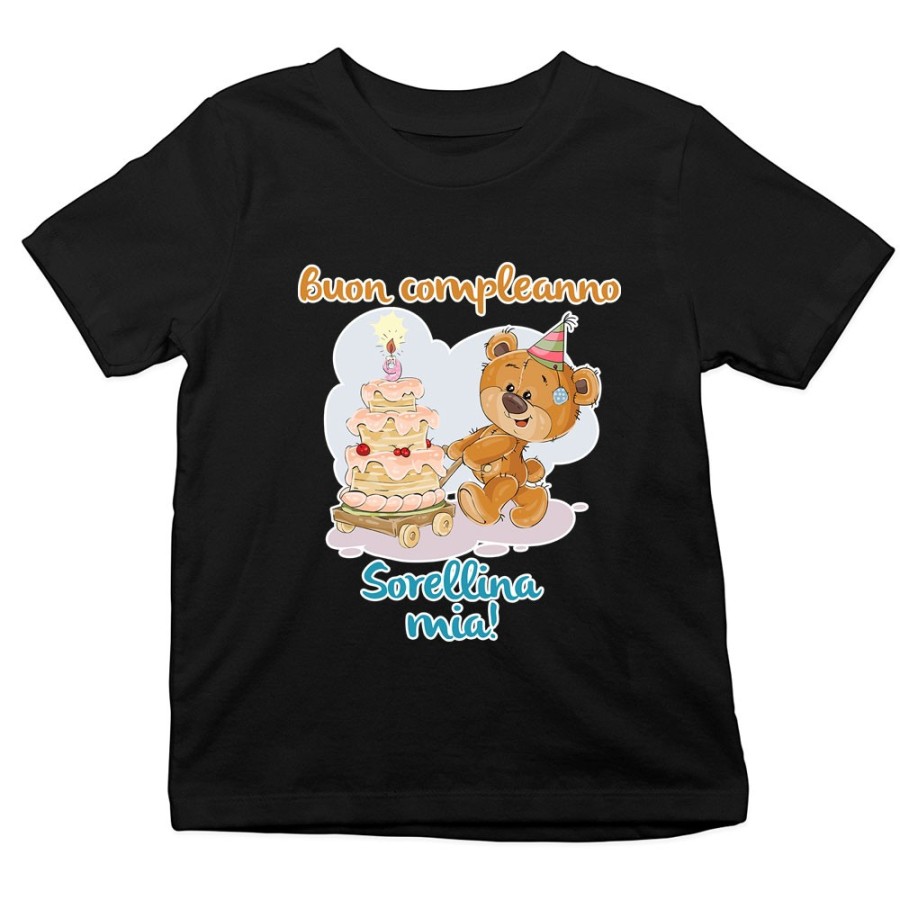 T-shirt bambino buon compleanno sorellina mia Compleanno