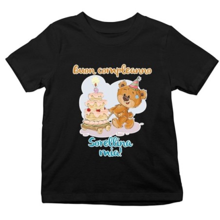 T-shirt bambino buon compleanno sorellina mia Compleanno