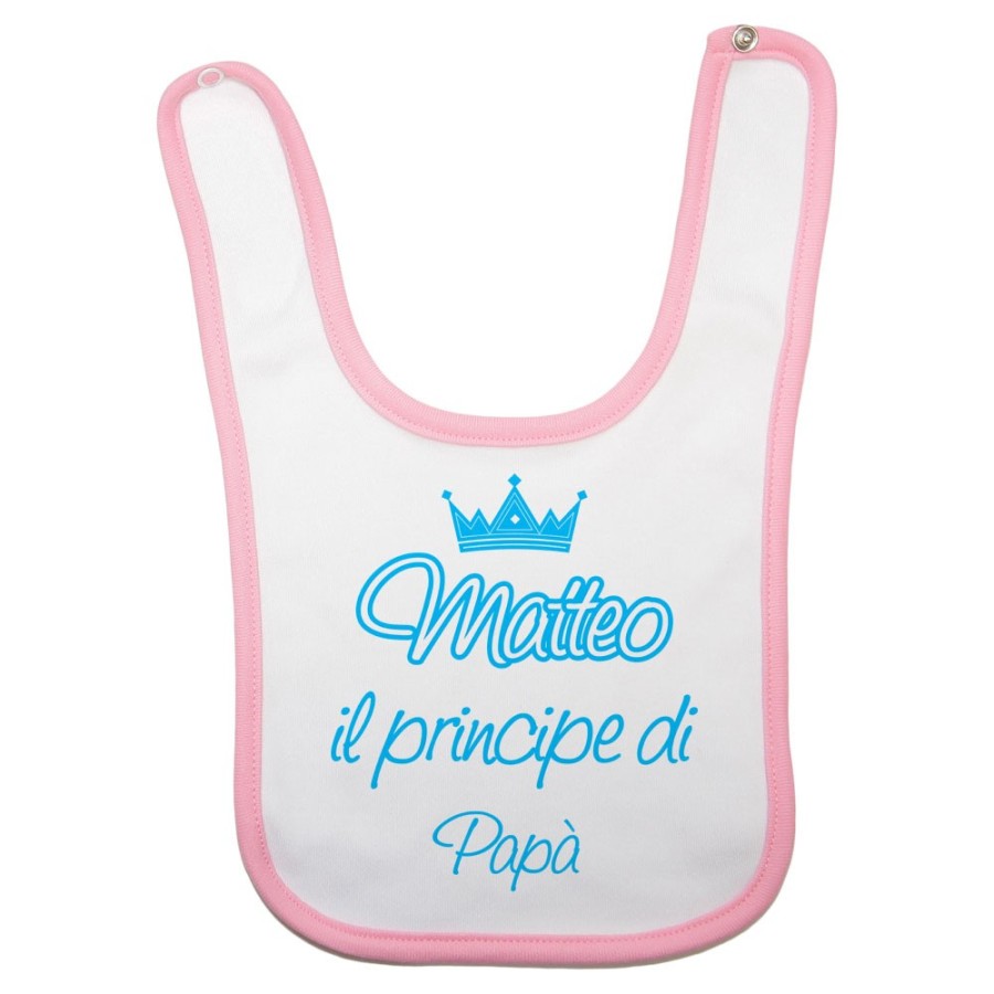 Bavaglino neonato personalizzato con nome il principe la principessa di papà e corona Per il papà