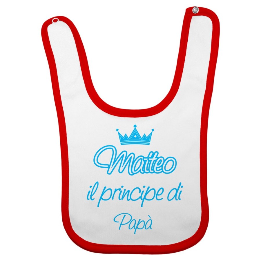 Bavaglino neonato personalizzato con nome il principe la principessa di papà e corona Per il papà