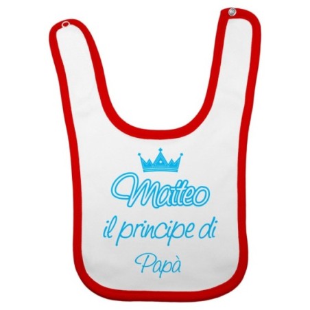 Bavaglino neonato personalizzato con nome il principe la principessa di papà e corona Per il papà