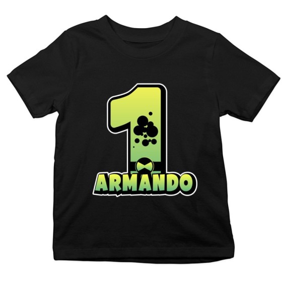 T-shirt bambino personalizzata con nome festa a tema ben 10 Compleanno