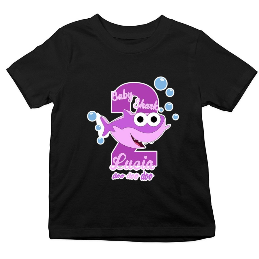 T-shirt bambino personalizzata con nome festa a tema baby shark Compleanno