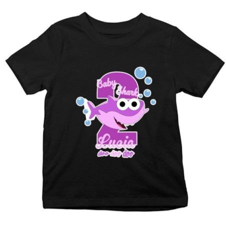 T-shirt bambino personalizzata con nome festa a tema baby shark Compleanno
