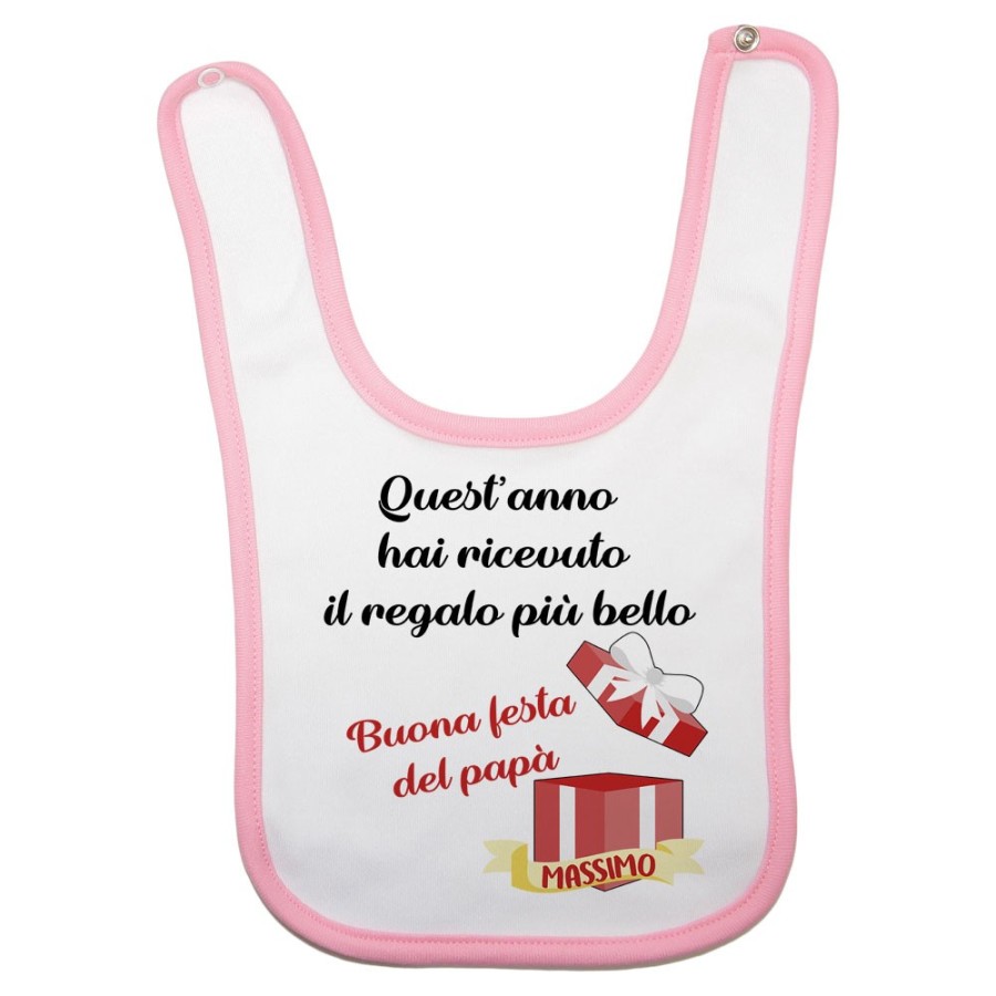 Bavaglino neonato personalizzato con nome papà quest'anno hai ricevuto il regalo più bello Per il papà
