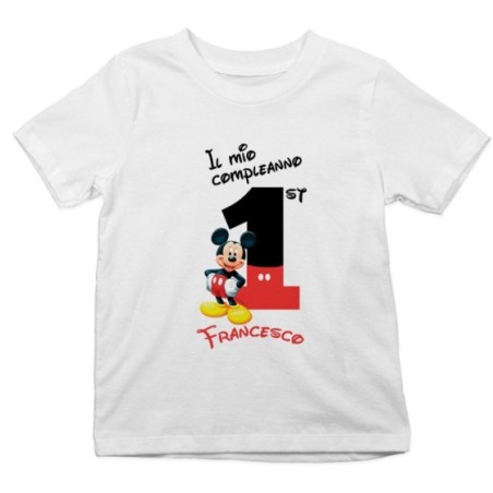 T-shirt bambino personalizzata con nome festa a tema topolino Compleanno