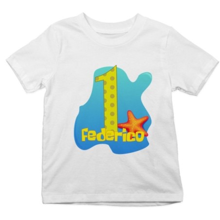 T-shirt bambino personalizzata con nome festa a tema spongebob Compleanno