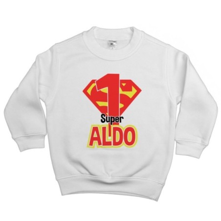 Felpa bambino personalizzata con nome festa a tema superman