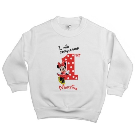 Felpa bambino personalizzata con nome festa a tema minnie...