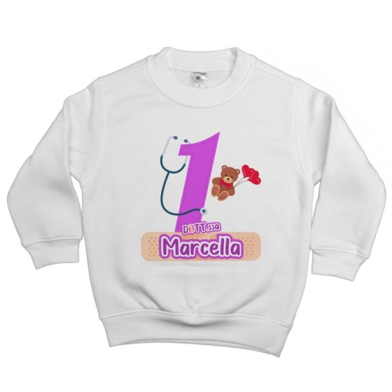 Felpa bambino personalizzata con nome festa a tema dottoressa peluche Compleanno