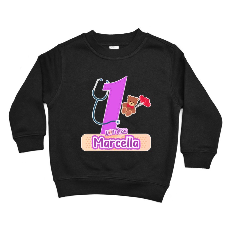 Felpa bambino personalizzata con nome festa a tema dottoressa peluche Compleanno