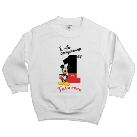 Felpa bambino personalizzata con nome festa a tema topolino Compleanno
