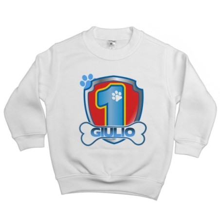 Felpa bambino personalizzata con nome festa a tema paw patrol Compleanno