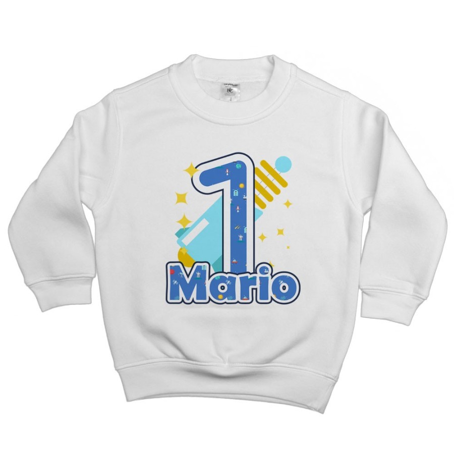Felpa bambino personalizzata con nome festa a tema spaziale Compleanno