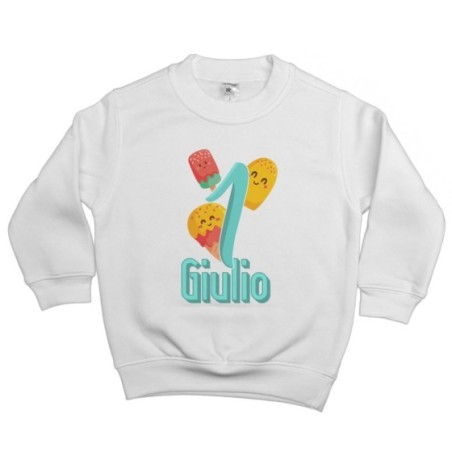 Felpa bambino personalizzata con nome festa a tema gelato Compleanno