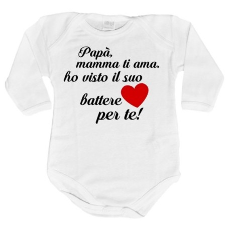 Body neonato papà mamma ti ama ho visto il suo cuore...