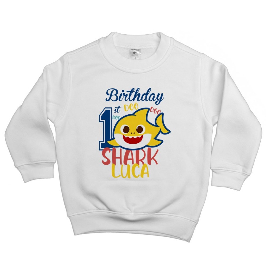 Felpa bambino personalizzata con nome festa a tema piccolo squaletto Compleanno