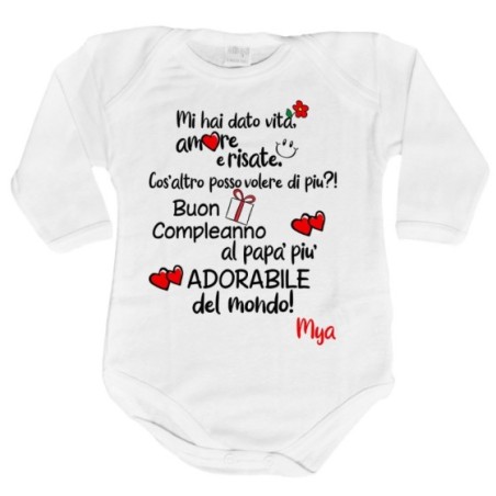 Body neonato personalizzato con nome buon compleanno al...