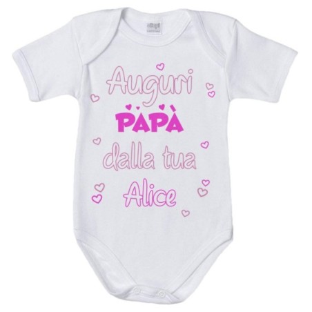 Body neonato personalizzato con nome auguri papà dalla tua