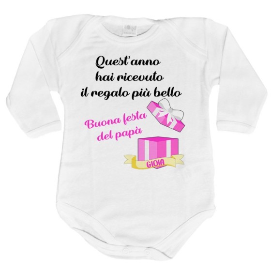 Body neonato personalizzato con nome papà quest'anno hai ricevuto il regalo più bello Per il papà