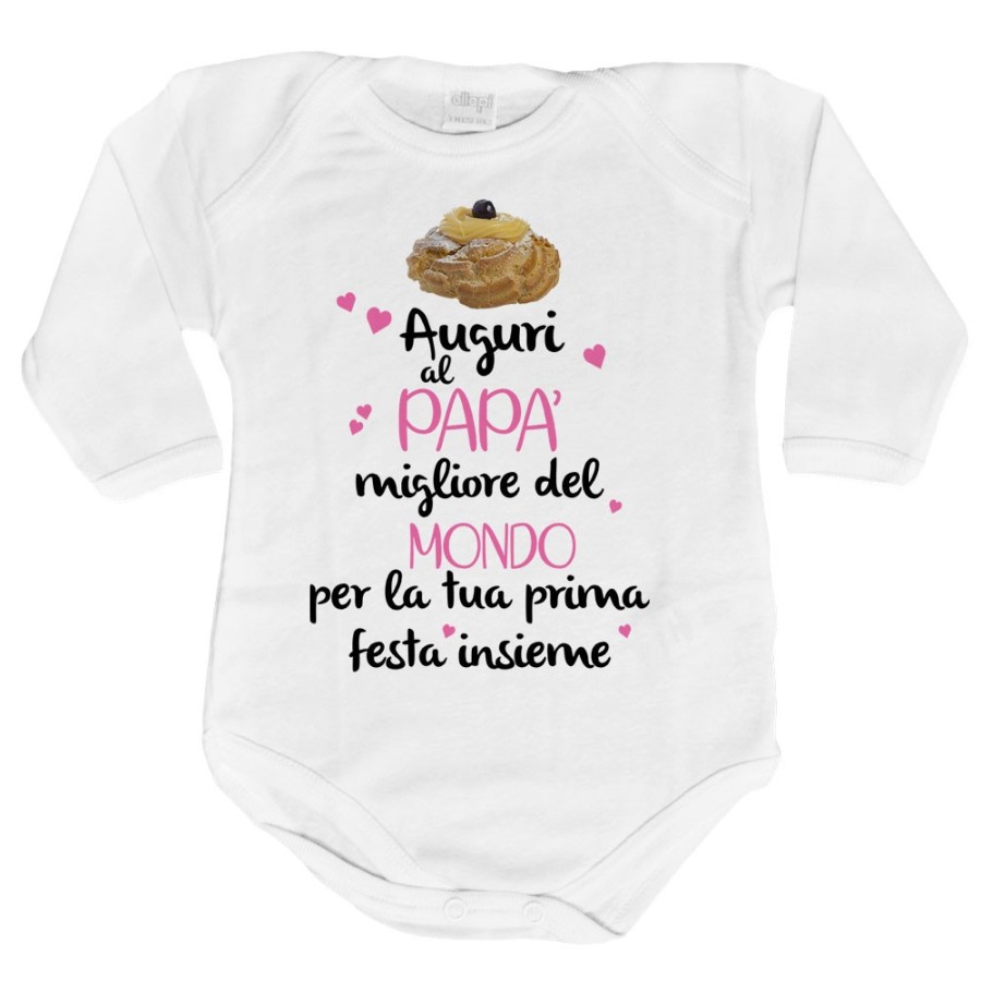 Body neonato zeppola auguri al papà migliore del mondo per la tua prima festa insieme Per il papà