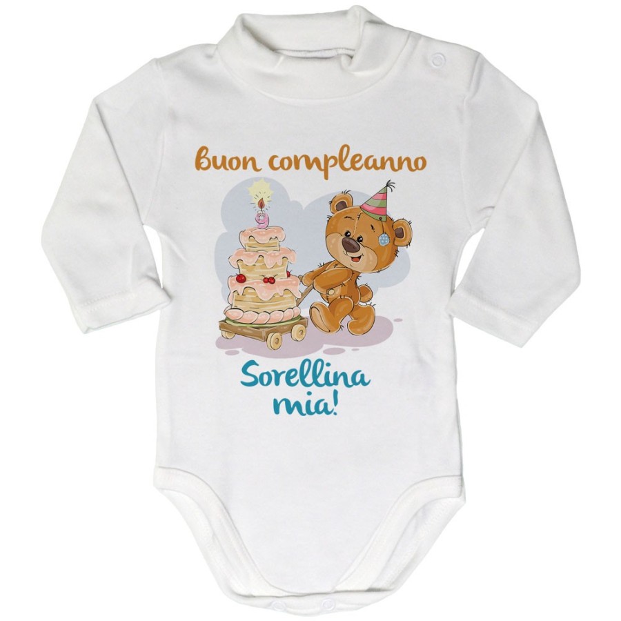 Body lupetto neonato buon compleanno sorellina mia Compleanno