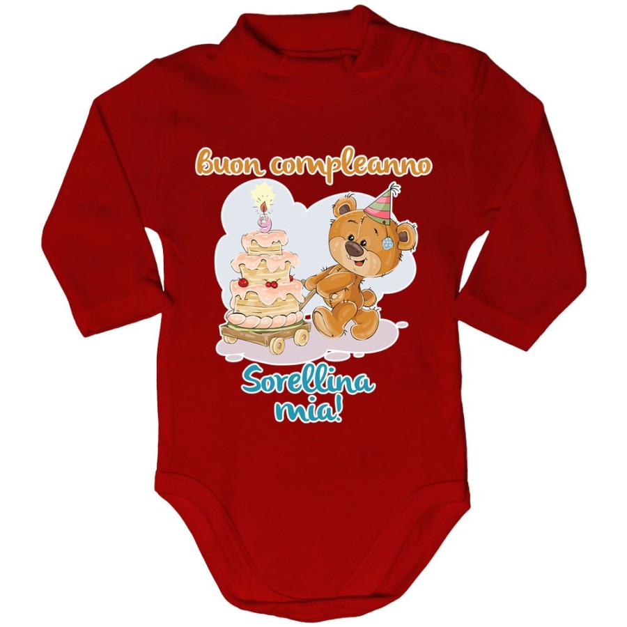 Body lupetto neonato buon compleanno sorellina mia Compleanno