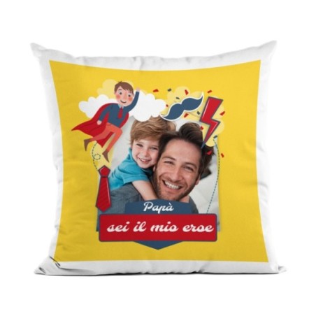 Cuscino personalizzato con foto papà sei il mio eroe