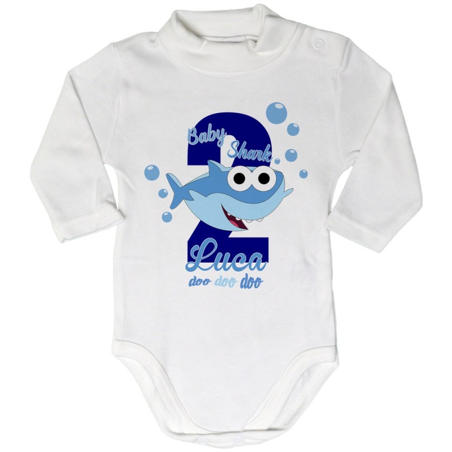 Body lupetto neonato personalizzato con nome festa a tema baby shark Compleanno