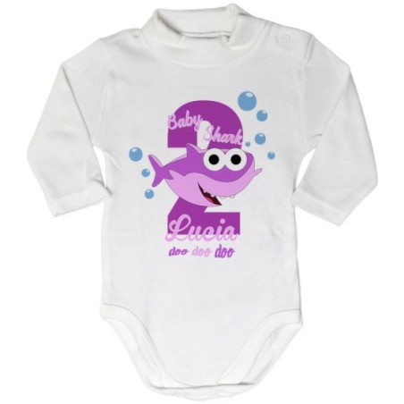 Body lupetto neonato personalizzato con nome festa a tema baby shark Compleanno