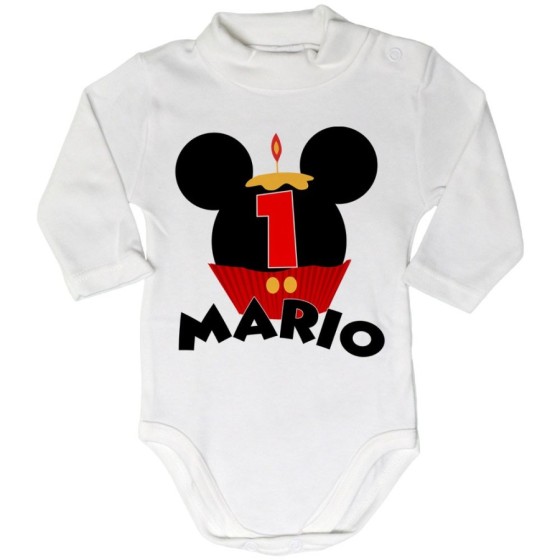 Body lupetto neonato personalizzato con nome festa a tema topolino cupcake Compleanno
